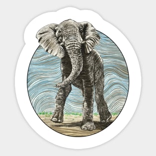 African Elephant Strutting Sticker